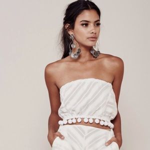 Fl&l | Alessandra white tassel crop top